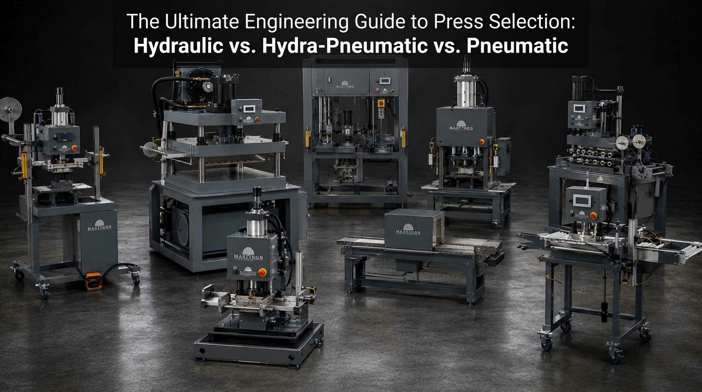 Featured image for “The Ultimate Engineering Guide to Press Selection: Hydraulic vs. Hydra-Pneumatic vs. Pneumatic”
